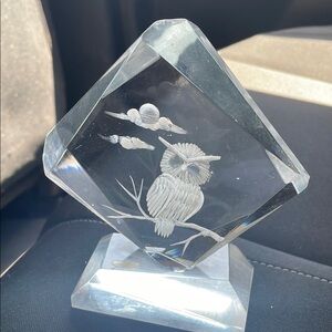 Carved Owl in the Crystal Base Size 6”
